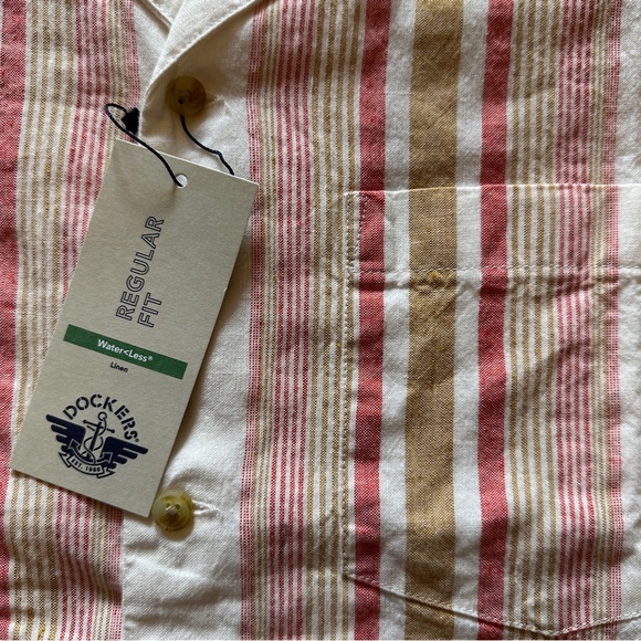 NWT Dockers Short Sleeve Striped Button Down Shirt - Picture 3 of 5